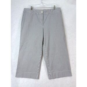 Talbots Blue White Striped Wide Leg Crop Pants Womens 16 Nautical Preppy Coastal